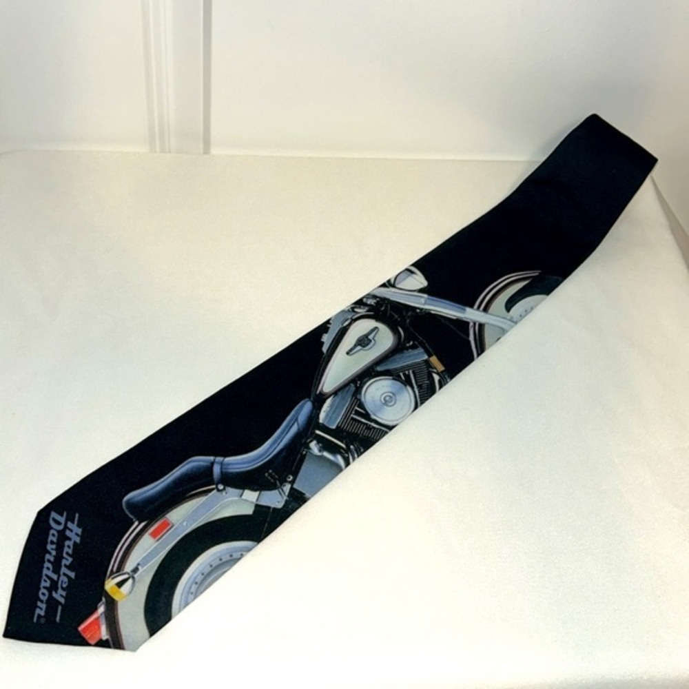 Ralph Marlin Harley-Davidson Black and Gray Necktie Vintage 1998